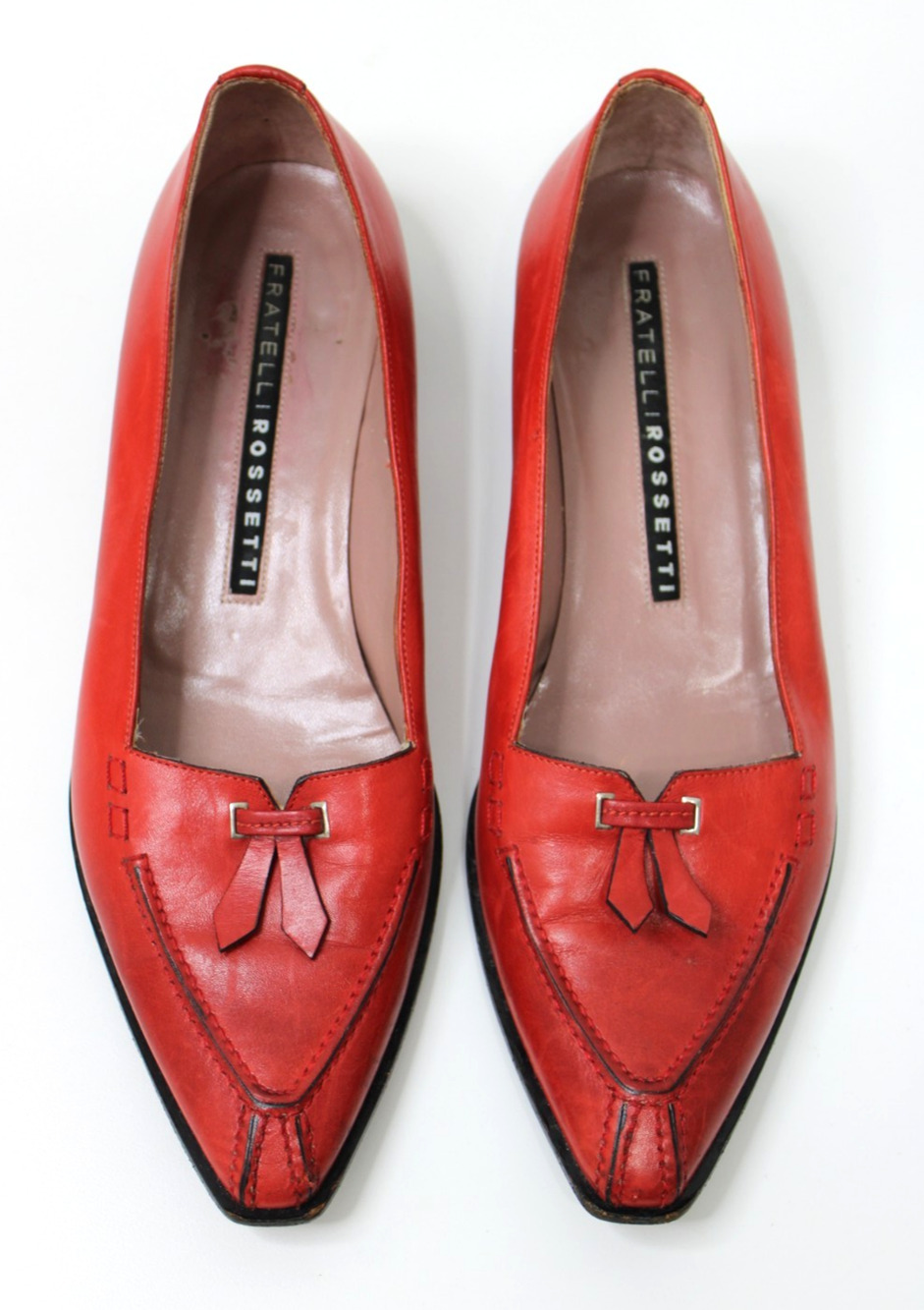 Fratelli Rossetti Women's Shoes Loafers Red Leather Size 39.5 Italy